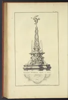 An illustration from Monumens érigés en France à la gloire de Louis XV : précédés d'un tableau du progrès des arts & des sciences sous ce règne, ainsi que d'une description des honneurs & des monumens de gloire accordés aux grands hommes, tant chez les anciens que chez les modernes : et suivis d'un choix des principaux projets qui ont été proposés, pour placer la statue du roi dans les différens quartiers de Paris (1767)