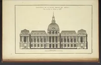 An illustration from Monumens érigés en France à la gloire de Louis XV : précédés d'un tableau du progrès des arts & des sciences sous ce règne, ainsi que d'une description des honneurs & des monumens de gloire accordés aux grands hommes, tant chez les anciens que chez les modernes : et suivis d'un choix des principaux projets qui ont été proposés, pour placer la statue du roi dans les différens quartiers de Paris (1767)