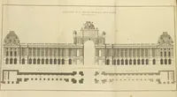 An illustration from Monumens érigés en France à la gloire de Louis XV : précédés d'un tableau du progrès des arts & des sciences sous ce règne, ainsi que d'une description des honneurs & des monumens de gloire accordés aux grands hommes, tant chez les anciens que chez les modernes : et suivis d'un choix des principaux projets qui ont été proposés, pour placer la statue du roi dans les différens quartiers de Paris (1767)