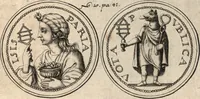 An illustration from Joh. Baptistae Casalii Romani De profanis et sacris veteribus ritibus opus tripartitum : cujus prima pars agit de profanis Ægyptiorum ritibus ... ; secunda pars agit de profanis Romanorum ritibus ... ; tertia pars agit de sacris Christianorum ritibus ... ; accedunt indices capitum, rerum item & verborum copiosissimi, & accuratissimi (1681)
