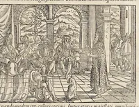 Picture 5 of 71 from Pandectae trivmphales, siue, Pomparvm et festorvm ac solennivm apparatvvm, conviviorvm, spectacvlorvm, simvlacrorvm bellicorvm equestrivm et pedestrivm, navmachiarum, ludorum deniq[ue] omnium nobiliorum, quot hactenus vbiq[ue] gentium re bello bene gesta ... edita concelebrataque sunt, tomi dvo : qvorvm prior de trivmphis ... heroum ... tractat : posterior ... hastilvdiorvm per Germaniam tradit initia ... (1586), leaf 498