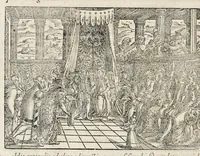Picture 6 of 71 from Pandectae trivmphales, siue, Pomparvm et festorvm ac solennivm apparatvvm, conviviorvm, spectacvlorvm, simvlacrorvm bellicorvm equestrivm et pedestrivm, navmachiarum, ludorum deniq[ue] omnium nobiliorum, quot hactenus vbiq[ue] gentium re bello bene gesta ... edita concelebrataque sunt, tomi dvo : qvorvm prior de trivmphis ... heroum ... tractat : posterior ... hastilvdiorvm per Germaniam tradit initia ... (1586), leaf 505