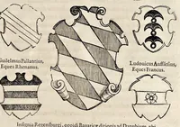 An illustration from Pandectae trivmphales, siue, Pomparvm et festorvm ac solennivm apparatvvm, conviviorvm, spectacvlorvm, simvlacrorvm bellicorvm equestrivm et pedestrivm, navmachiarum, ludorum deniq[ue] omnium nobiliorum, quot hactenus vbiq[ue] gentium re bello bene gesta ... edita concelebrataque sunt, tomi dvo : qvorvm prior de trivmphis ... heroum ... tractat : posterior ... hastilvdiorvm per Germaniam tradit initia ... (1586)