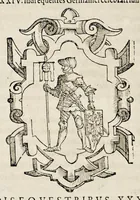 An illustration from Pandectae trivmphales, siue, Pomparvm et festorvm ac solennivm apparatvvm, conviviorvm, spectacvlorvm, simvlacrorvm bellicorvm equestrivm et pedestrivm, navmachiarum, ludorum deniq[ue] omnium nobiliorum, quot hactenus vbiq[ue] gentium re bello bene gesta ... edita concelebrataque sunt, tomi dvo : qvorvm prior de trivmphis ... heroum ... tractat : posterior ... hastilvdiorvm per Germaniam tradit initia ... (1586)