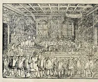 Picture 66 of 71 from Pandectae trivmphales, siue, Pomparvm et festorvm ac solennivm apparatvvm, conviviorvm, spectacvlorvm, simvlacrorvm bellicorvm equestrivm et pedestrivm, navmachiarum, ludorum deniq[ue] omnium nobiliorum, quot hactenus vbiq[ue] gentium re bello bene gesta ... edita concelebrataque sunt, tomi dvo : qvorvm prior de trivmphis ... heroum ... tractat : posterior ... hastilvdiorvm per Germaniam tradit initia ... (1586), leaf 893