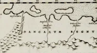An illustration from Geografia di M. Livio Sanvto, distinta in XII libri : ne' quali, oltra l'esplicatione di molti luoghi di Tolomeo e della Bussola, e dell' Aguglia, si dichiarano le prouincie, popoli, regni, città, porti, monti, fiumi, laghi, e costumi dell'Africa : con XII tauole di essa Africa in dissegno di rame : aggiuntiui de piu tre indicci da M. Giovan Carlo Saraceni (1588)