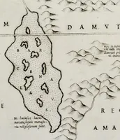 An illustration from Geografia di M. Livio Sanvto, distinta in XII libri : ne' quali, oltra l'esplicatione di molti luoghi di Tolomeo e della Bussola, e dell' Aguglia, si dichiarano le prouincie, popoli, regni, città, porti, monti, fiumi, laghi, e costumi dell'Africa : con XII tauole di essa Africa in dissegno di rame : aggiuntiui de piu tre indicci da M. Giovan Carlo Saraceni (1588)