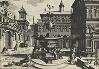An illustration from Artis perspectiuae plurium generum elegantissimae formulae [graphic], multigenis fontibus, nonnullisq[ue] hortulis affabre factis exornatae, in cõmodum artificum, eorumq[ue] qui architectura, aedificiorumq[ue] cõmensurata uarietate delectantur, antea nunquam impressae (1568)
