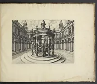 An illustration from Artis perspectiuae plurium generum elegantissimae formulae [graphic], multigenis fontibus, nonnullisq[ue] hortulis affabre factis exornatae, in cõmodum artificum, eorumq[ue] qui architectura, aedificiorumq[ue] cõmensurata uarietate delectantur, antea nunquam impressae (1568)