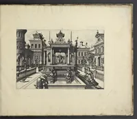 An illustration from Artis perspectiuae plurium generum elegantissimae formulae [graphic], multigenis fontibus, nonnullisq[ue] hortulis affabre factis exornatae, in cõmodum artificum, eorumq[ue] qui architectura, aedificiorumq[ue] cõmensurata uarietate delectantur, antea nunquam impressae (1568)