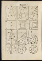 An illustration from Perspectiva : hierinnen auffs kürtzte beschrieben, mit Exempeln eröffnet vnd an Tag gegeben wird, ein newer besonder kurtzer, doch gerechter vnd sehr leichter Weg, wie allerley Ding, es seyen Corpora, Gebäw, oder was möglich zuerdencken vnd in Grund zulegen ist, verruckt oder vnverruckt, ferner in die Perspectif gebracht werden mag, ohn einige vergebliche Linie, Riss vnd Puncten [et]c, dergleichen Weg bisshero noch nicht bekannt gewesen (1595)