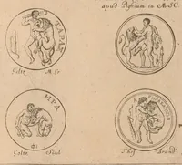 An illustration from Hercvles Ethnicorvm ex variis antiqvitatvm reliqviis delineatvs : additis in fine modernis qvibvsdam ejusdem argumenti pictvris (1705)