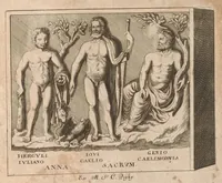An illustration from Hercvles Ethnicorvm ex variis antiqvitatvm reliqviis delineatvs : additis in fine modernis qvibvsdam ejusdem argumenti pictvris (1705)