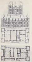 An illustration from Liure d'architecture de Iacques Androuet, du Cerceau : auquel sont contenues diuerses ordonnances de plants et éleuations de bastiment pour seigneurs, gentilshommes, & autres ... : tres-vtile et necessaire a ceux qui veulent bastir, à ce qu'ils soient instruits, & cognoissent les frais & la despense qu'il y conuient faire (1615)
