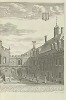 An illustration from Cantabrigia illustrata, sive, Omnium celeberrimae istius universitatis collegiorum, aularum, bibliothecae academicae, scholarum publicarum, Sacelli Coll. Regalis, nec non totius oppidi ichnographia (1690)