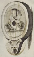 An illustration from De lucernis antiquorum reconditis libb. sex : in quibus earum recens inuentarum adhuc ardentium obseruationes multae primum afferuntur ... : explicatis diligenter abditissimis quaestionibus de ignium causis, origine, varietate, duratione, motu, & extinctu, de antiperistasi, fumo, cinere, lentore, mistis incombustibilibus, brutorum funeribus, & alijs naturae arcanis ... (1652)