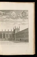 An illustration from Oxonia illustrata, sive, Omnium celeberrimae istius universitatis collegiorum, aularum, bibliothecae Bodleianae, scholarum publicarum, theatri Sheldoniani : nec non urbis totius scenographia (1675)