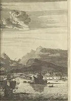 An illustration from Gedenkwaerdig bedryf der Nederlandsche Oost-Indische Maetschappye, op de kuste en in het keizerrijk van Taising of Sina : behelzende het tweede gezandschap aen den onder-koning Singlamong en veldheer Taising Lipoui, door Jan van Kampen en Konstantyn Nobel : vervolgt met een verhael van het voorgevallen des jaers zestien hondert drie en vier en zestig, op de kuste van Sina, en ontrent d'eilanden Tayowan, Formosa, Ay en Quemuy, onder't gezag van Balthasar Bort : en het derde gezandschap aen Konchy, Tartarsche keizer van Sina en Oost-Tartarye : onder beleit van zijne ed. Pieter van Hoorn : beneffens een beschryving van geheel Sina : verçiert doorgaens met verscheide kopere platen (1670)