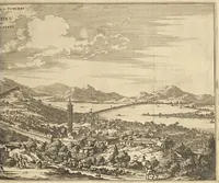 An illustration from Gedenkwaerdig bedryf der Nederlandsche Oost-Indische Maetschappye, op de kuste en in het keizerrijk van Taising of Sina : behelzende het tweede gezandschap aen den onder-koning Singlamong en veldheer Taising Lipoui, door Jan van Kampen en Konstantyn Nobel : vervolgt met een verhael van het voorgevallen des jaers zestien hondert drie en vier en zestig, op de kuste van Sina, en ontrent d'eilanden Tayowan, Formosa, Ay en Quemuy, onder't gezag van Balthasar Bort : en het derde gezandschap aen Konchy, Tartarsche keizer van Sina en Oost-Tartarye : onder beleit van zijne ed. Pieter van Hoorn : beneffens een beschryving van geheel Sina : verçiert doorgaens met verscheide kopere platen (1670)