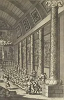 An illustration from Gedenkwaerdig bedryf der Nederlandsche Oost-Indische Maetschappye, op de kuste en in het keizerrijk van Taising of Sina : behelzende het tweede gezandschap aen den onder-koning Singlamong en veldheer Taising Lipoui, door Jan van Kampen en Konstantyn Nobel : vervolgt met een verhael van het voorgevallen des jaers zestien hondert drie en vier en zestig, op de kuste van Sina, en ontrent d'eilanden Tayowan, Formosa, Ay en Quemuy, onder't gezag van Balthasar Bort : en het derde gezandschap aen Konchy, Tartarsche keizer van Sina en Oost-Tartarye : onder beleit van zijne ed. Pieter van Hoorn : beneffens een beschryving van geheel Sina : verçiert doorgaens met verscheide kopere platen (1670)
