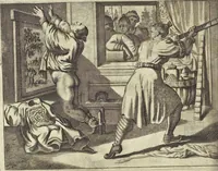An illustration from Gedenkwaerdig bedryf der Nederlandsche Oost-Indische Maetschappye, op de kuste en in het keizerrijk van Taising of Sina : behelzende het tweede gezandschap aen den onder-koning Singlamong en veldheer Taising Lipoui, door Jan van Kampen en Konstantyn Nobel : vervolgt met een verhael van het voorgevallen des jaers zestien hondert drie en vier en zestig, op de kuste van Sina, en ontrent d'eilanden Tayowan, Formosa, Ay en Quemuy, onder't gezag van Balthasar Bort : en het derde gezandschap aen Konchy, Tartarsche keizer van Sina en Oost-Tartarye : onder beleit van zijne ed. Pieter van Hoorn : beneffens een beschryving van geheel Sina : verçiert doorgaens met verscheide kopere platen (1670)
