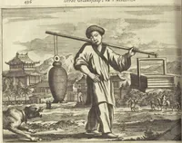 An illustration from Gedenkwaerdig bedryf der Nederlandsche Oost-Indische Maetschappye, op de kuste en in het keizerrijk van Taising of Sina : behelzende het tweede gezandschap aen den onder-koning Singlamong en veldheer Taising Lipoui, door Jan van Kampen en Konstantyn Nobel : vervolgt met een verhael van het voorgevallen des jaers zestien hondert drie en vier en zestig, op de kuste van Sina, en ontrent d'eilanden Tayowan, Formosa, Ay en Quemuy, onder't gezag van Balthasar Bort : en het derde gezandschap aen Konchy, Tartarsche keizer van Sina en Oost-Tartarye : onder beleit van zijne ed. Pieter van Hoorn : beneffens een beschryving van geheel Sina : verçiert doorgaens met verscheide kopere platen (1670)