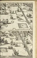 An illustration from Gedenkwaerdig bedryf der Nederlandsche Oost-Indische Maetschappye, op de kuste en in het keizerrijk van Taising of Sina : behelzende het tweede gezandschap aen den onder-koning Singlamong en veldheer Taising Lipoui, door Jan van Kampen en Konstantyn Nobel : vervolgt met een verhael van het voorgevallen des jaers zestien hondert drie en vier en zestig, op de kuste van Sina, en ontrent d'eilanden Tayowan, Formosa, Ay en Quemuy, onder't gezag van Balthasar Bort : en het derde gezandschap aen Konchy, Tartarsche keizer van Sina en Oost-Tartarye : onder beleit van zijne ed. Pieter van Hoorn : beneffens een beschryving van geheel Sina : verçiert doorgaens met verscheide kopere platen (1670)
