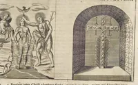 An illustration from Roma subterranea novissima : in qva post Antonivm Bosivm antesignanvm, Jo. Severanum congreg. oratorii presbyterum, et celebres alios scriptores : antiqvua Christianorum et praecipue martyrum cœmeteria, tituli, monimenta, epitaphia, inscriptiones ac nobiliora sanctorum sepulchra : sex libris distincta illustrantur et quamplurimæ res ecclesiasticæ iconibus graphice describuntur, ac multiplici tum sacra, tum profana eruditione declarantur : cum duplici indice, capitum & rerum locupletissimo : opera et studio (1659)
