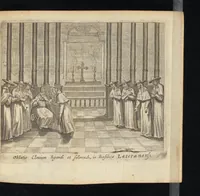 Picture 11 of 14 from Laurentii Banck Norcopensis Gothi, J.U.D. & profess. Frisii, Roma triumphans seu Actus inaugurationum & coronationum pontificum Romanorum & in spetie. Innocentii X. pont. max. brevis descriptio : cum omnibus triumphis & ceremoniis eidem actui additis. Accessit in fine appendix, de quarundam Roman. pontific. cerimoniarum origine. Cum triplici indice, capitum, rerum & verborum, ac Latino-Barbaro (1656), leaf 434