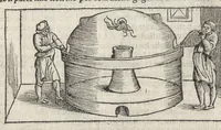 An illustration from Pirotechnia, li diece libri della pirotechnia : nelliquali si tratta non solo la diuersita delle minere, ma ancho quanto si ricerca alla prattica di effe : e di quanto s'appartiene all'arte della fusione ouer getto de metalli, e d'ogni altra cosa a questa somigliante (1550)