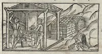 An illustration from Pirotechnia, li diece libri della pirotechnia : nelliquali si tratta non solo la diuersita delle minere, ma ancho quanto si ricerca alla prattica di effe : e di quanto s'appartiene all'arte della fusione ouer getto de metalli, e d'ogni altra cosa a questa somigliante (1550)
