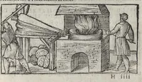 An illustration from Pirotechnia, li diece libri della pirotechnia : nelliquali si tratta non solo la diuersita delle minere, ma ancho quanto si ricerca alla prattica di effe : e di quanto s'appartiene all'arte della fusione ouer getto de metalli, e d'ogni altra cosa a questa somigliante (1550)