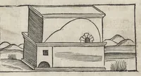 An illustration from Pirotechnia, li diece libri della pirotechnia : nelliquali si tratta non solo la diuersita delle minere, ma ancho quanto si ricerca alla prattica di effe : e di quanto s'appartiene all'arte della fusione ouer getto de metalli, e d'ogni altra cosa a questa somigliante (1550)