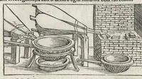 An illustration from Pirotechnia, li diece libri della pirotechnia : nelliquali si tratta non solo la diuersita delle minere, ma ancho quanto si ricerca alla prattica di effe : e di quanto s'appartiene all'arte della fusione ouer getto de metalli, e d'ogni altra cosa a questa somigliante (1550)
