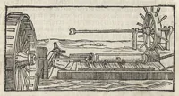 An illustration from Pirotechnia, li diece libri della pirotechnia : nelliquali si tratta non solo la diuersita delle minere, ma ancho quanto si ricerca alla prattica di effe : e di quanto s'appartiene all'arte della fusione ouer getto de metalli, e d'ogni altra cosa a questa somigliante (1550)