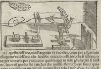 An illustration from Pirotechnia, li diece libri della pirotechnia : nelliquali si tratta non solo la diuersita delle minere, ma ancho quanto si ricerca alla prattica di effe : e di quanto s'appartiene all'arte della fusione ouer getto de metalli, e d'ogni altra cosa a questa somigliante (1550)