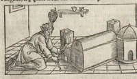 Picture 4 of 38 from Pirotechnia, li diece libri della pirotechnia : nelliquali si tratta non solo la diuersita delle minere, ma ancho quanto si ricerca alla prattica di effe : e di quanto s'appartiene all'arte della fusione ouer getto de metalli, e d'ogni altra cosa a questa somigliante (1550), leaf 65