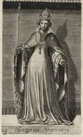 Picture 21 of 31 from Principes Hollandiae et Zelandiae, domini Frisiae : cvm genuinis ipsorum iconibus, à Theodorico Aquitaniae ad Iacobam Bauariae, diuersorum quondam pictorum opera, ad viuum sedulò depictis : nunc autem primum ex vetustissimis parietibus, in Carmelo obsessae vrbis Harlemi, per praesidiarios direpto, industria Guilielmi Thybauti repertis, ac sincerè vnà cum reliquorum principum figuris, ad instar probatissimorum exemplarium delineatis (1578), leaf 128