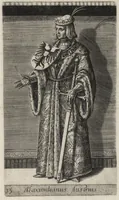 Picture 29 of 31 from Principes Hollandiae et Zelandiae, domini Frisiae : cvm genuinis ipsorum iconibus, à Theodorico Aquitaniae ad Iacobam Bauariae, diuersorum quondam pictorum opera, ad viuum sedulò depictis : nunc autem primum ex vetustissimis parietibus, in Carmelo obsessae vrbis Harlemi, per praesidiarios direpto, industria Guilielmi Thybauti repertis, ac sincerè vnà cum reliquorum principum figuris, ad instar probatissimorum exemplarium delineatis (1578), leaf 168