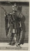 Picture 4 of 31 from Principes Hollandiae et Zelandiae, domini Frisiae : cvm genuinis ipsorum iconibus, à Theodorico Aquitaniae ad Iacobam Bauariae, diuersorum quondam pictorum opera, ad viuum sedulò depictis : nunc autem primum ex vetustissimis parietibus, in Carmelo obsessae vrbis Harlemi, per praesidiarios direpto, industria Guilielmi Thybauti repertis, ac sincerè vnà cum reliquorum principum figuris, ad instar probatissimorum exemplarium delineatis (1578), leaf 42