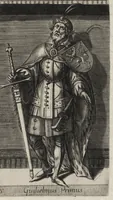 Picture 13 of 31 from Principes Hollandiae et Zelandiae, domini Frisiae : cvm genuinis ipsorum iconibus, à Theodorico Aquitaniae ad Iacobam Bauariae, diuersorum quondam pictorum opera, ad viuum sedulò depictis : nunc autem primum ex vetustissimis parietibus, in Carmelo obsessae vrbis Harlemi, per praesidiarios direpto, industria Guilielmi Thybauti repertis, ac sincerè vnà cum reliquorum principum figuris, ad instar probatissimorum exemplarium delineatis (1578), leaf 92