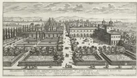 An illustration from Li giardini di Roma : con le loro piante alzate e vedvte in prospettiva (1670)