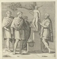 An illustration from Specvlvm Romanae magnificentiae : omnia fere qvaecvnq- in vrbe monvmenta extant partim ivxta antiqvam partim ivxta hodiernam formam accuratiss. delineata repraesentans : accesserunt non paucae tum antiquarum tum modernarum rerum urbis figurae nusquam antehac aeditae ... (1544)