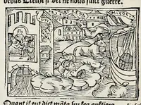Picture 23 of 51 from Les oeuures de Virgile : translatees de latin en francoys, et nouuellement imprimees, veues et corrigees oultre les precedentes impressions : avec les histoires mises [et] posees chascune en son lieu, ainsi que lon pourra veoir dedans le liure, lesquelles sont moult recreatiues (1540), leaf 205