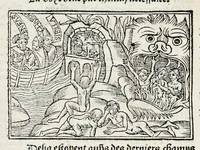 An illustration from Les oeuures de Virgile : translatees de latin en francoys, et nouuellement imprimees, veues et corrigees oultre les precedentes impressions : avec les histoires mises [et] posees chascune en son lieu, ainsi que lon pourra veoir dedans le liure, lesquelles sont moult recreatiues (1540)