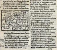 An illustration from Les oeuures de Virgile : translatees de latin en francoys, et nouuellement imprimees, veues et corrigees oultre les precedentes impressions : avec les histoires mises [et] posees chascune en son lieu, ainsi que lon pourra veoir dedans le liure, lesquelles sont moult recreatiues (1540)