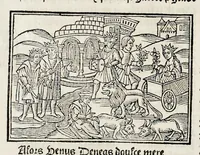 Picture 49 of 51 from Les oeuures de Virgile : translatees de latin en francoys, et nouuellement imprimees, veues et corrigees oultre les precedentes impressions : avec les histoires mises [et] posees chascune en son lieu, ainsi que lon pourra veoir dedans le liure, lesquelles sont moult recreatiues (1540), leaf 399