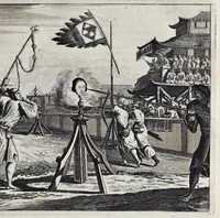 Picture 20 of 43 from Gedenkwaerdige gesantschappen der Oost-Indische maatschappy in't Vereenigde Nederland, aan de kaisaren van Japan : vervatende wonderlyke voorvallen op de togt der Nederlandtsche gesanten : beschryving van de dorpen, sterkten, steden, landtschappen, tempels, gods-diensten, dragten, gebouwen, dieren, gewasschen, bergen, fonteinen, vereeuwde en nieuwe oorlogs-daaden der Japanders : verçiert met een groot getal afbeeldsels in Japan geteikent : getrokken uit de geschriften en reis-aanteikeningen der zelve gesanten (1669), leaf 224