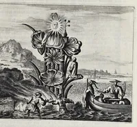 Picture 36 of 43 from Gedenkwaerdige gesantschappen der Oost-Indische maatschappy in't Vereenigde Nederland, aan de kaisaren van Japan : vervatende wonderlyke voorvallen op de togt der Nederlandtsche gesanten : beschryving van de dorpen, sterkten, steden, landtschappen, tempels, gods-diensten, dragten, gebouwen, dieren, gewasschen, bergen, fonteinen, vereeuwde en nieuwe oorlogs-daaden der Japanders : verçiert met een groot getal afbeeldsels in Japan geteikent : getrokken uit de geschriften en reis-aanteikeningen der zelve gesanten (1669), leaf 462