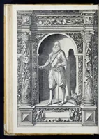 An illustration from Der aller durchleuchtigisten und grossmächtigen Kayser ... Königen und Ertzherzogen ... Fürsten wie auch Grafen, Herren vom Adel ... warhafftige Bildtnussen und kurtze Beschreibungen ihrer so wol in Fridts: als Kriegszzeiten verrichten fürnembsten Thaten und Handlungen : deren Waffen und Rüstungen ... fasst auss allen Landen der Welt ... unnd in der weytberühmbten Künstkammer ... in dem fürstlichen Schloss Ombrass, nit weyt von Inssprugg gelegen ... zu ewiger Gedächtnuss auffbehalten werden ... (1603)